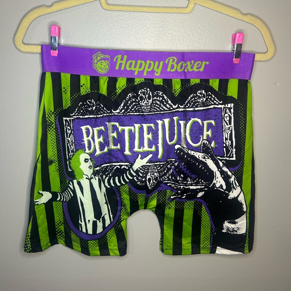NWOT Adult Beetlejuice Striped Happy Boxer Boxer Briefs